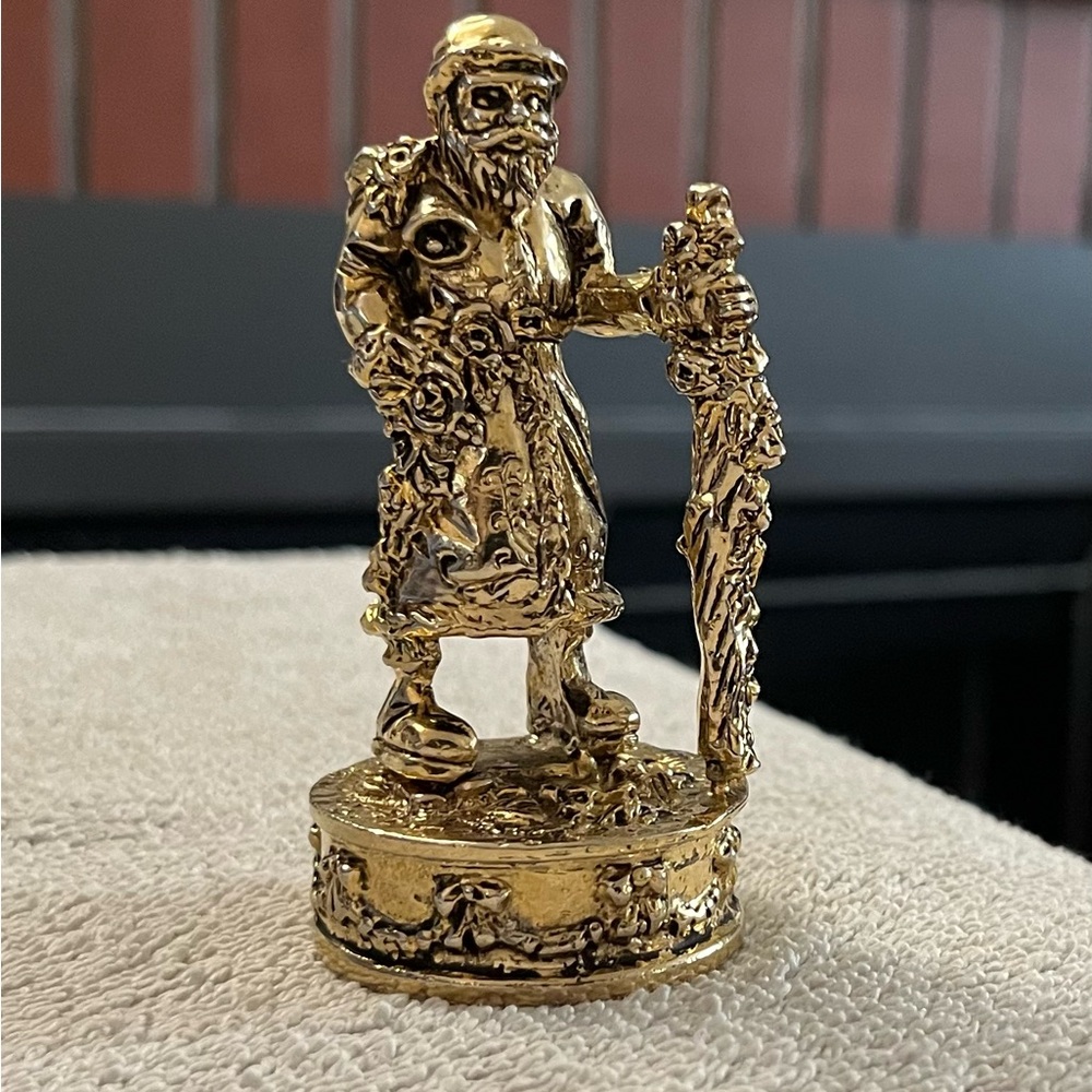 Santa Saint Nicholas Gold tone Vintage‎ Holiday Figurine Enesco